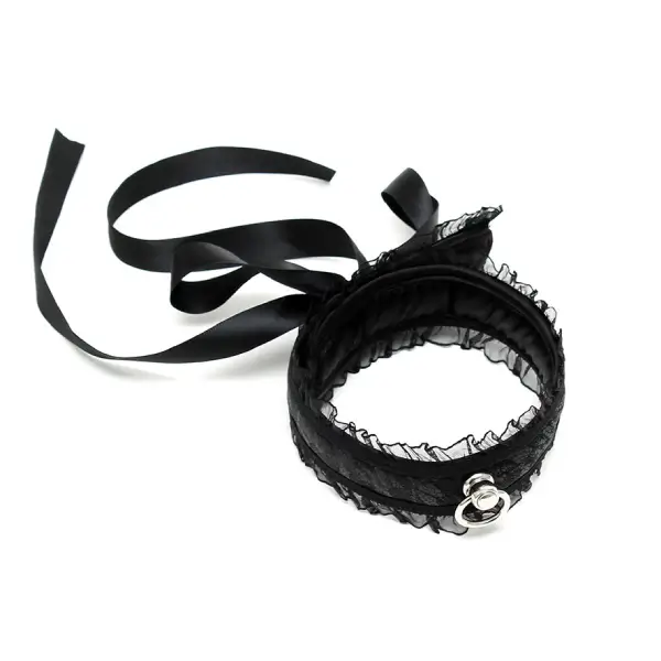 Bondage Play Satin Look Collar One Size Black