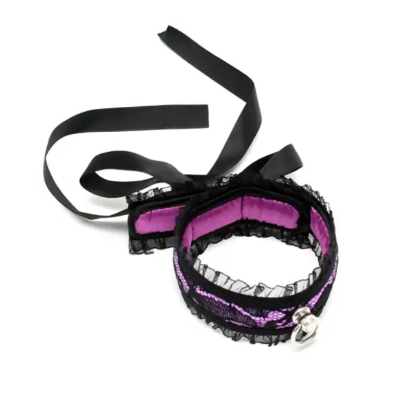 Bondage Play Satin Look Collar One Size Purple