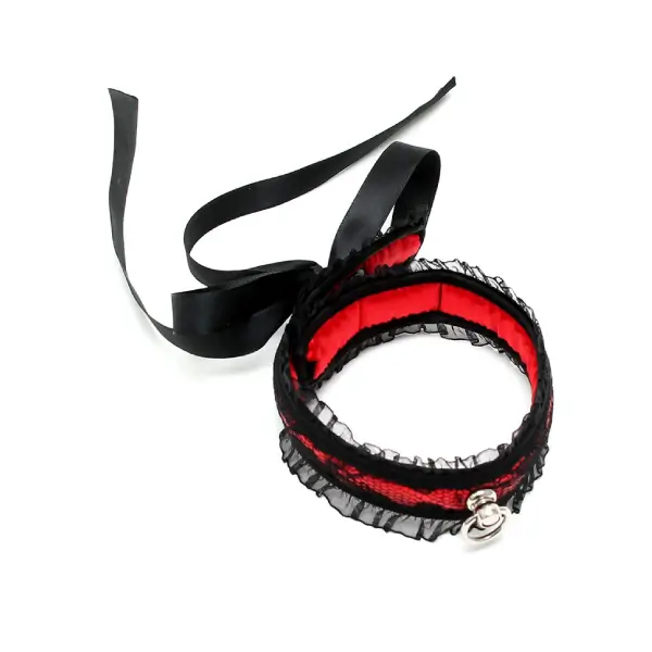 Bondage Play Satin Look Collar One Size Red