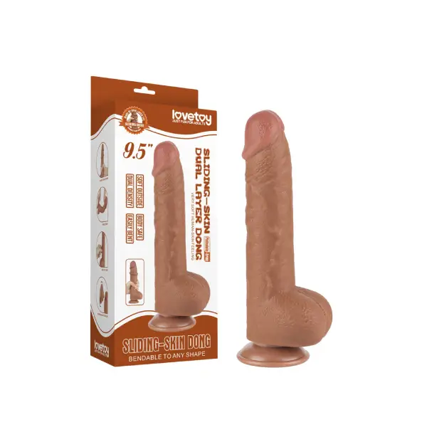 LoveToy Sliding Skin Dildo 24 cm Ø 4.3 cm Brown