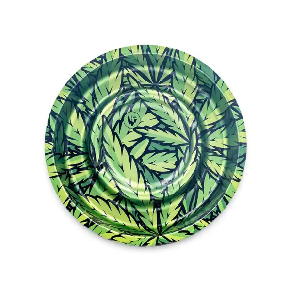 Metal Coffeeshop Ashtray Green Leaves