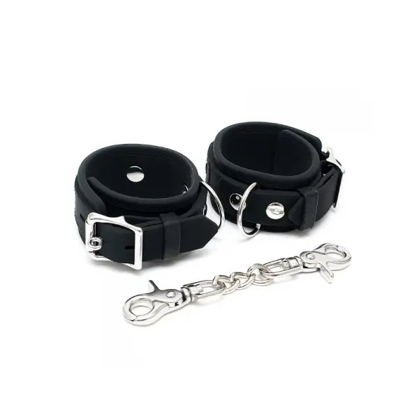Narrow silicone cuffs with carabiner hooks Black