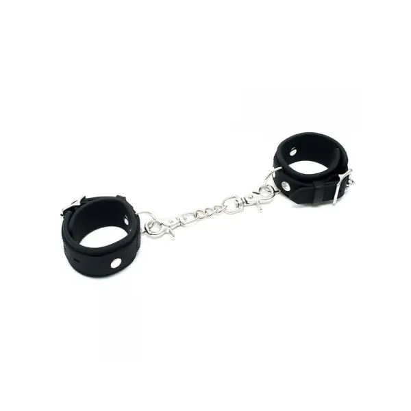 Narrow silicone cuffs with carabiner hooks Black