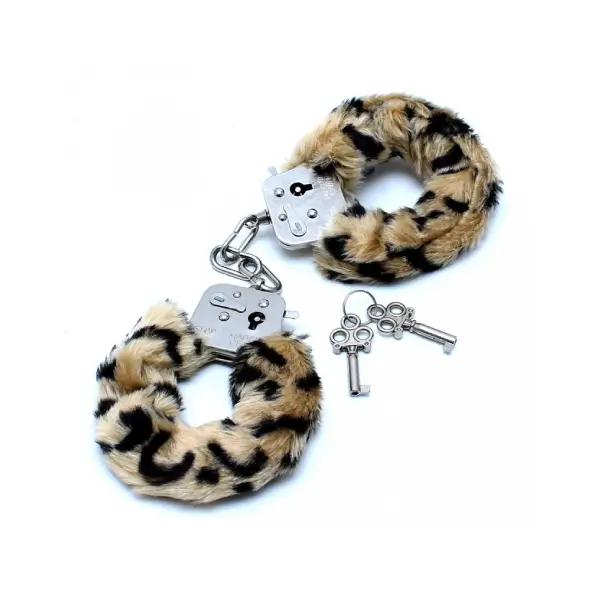 Police Handcuffs with fur in leopard print