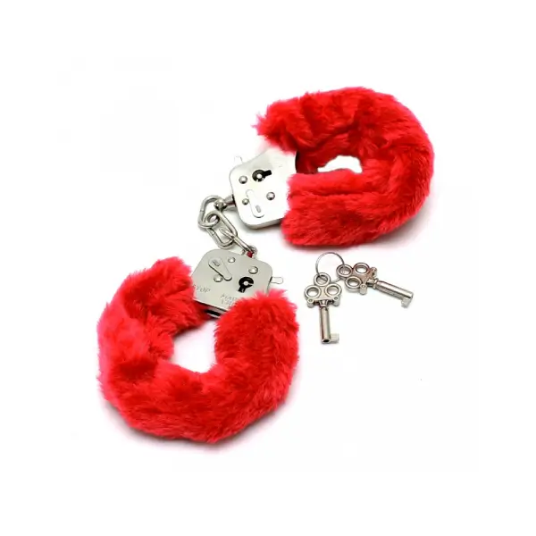 Police Handcuffs with Red Fur Rimba