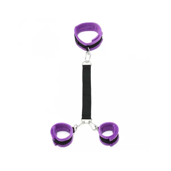 Soft Bondage Collar with Handcuffs Black