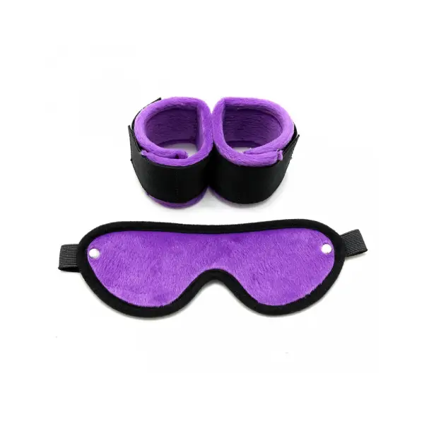 Soft Bondage Velcro Cuffs with Mask Black